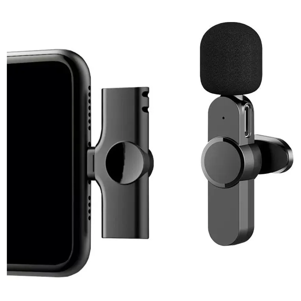 Microfone Condensador De Lapela Wireless AU- 85 / Sem Fio Para iPhone Tipo Lightning